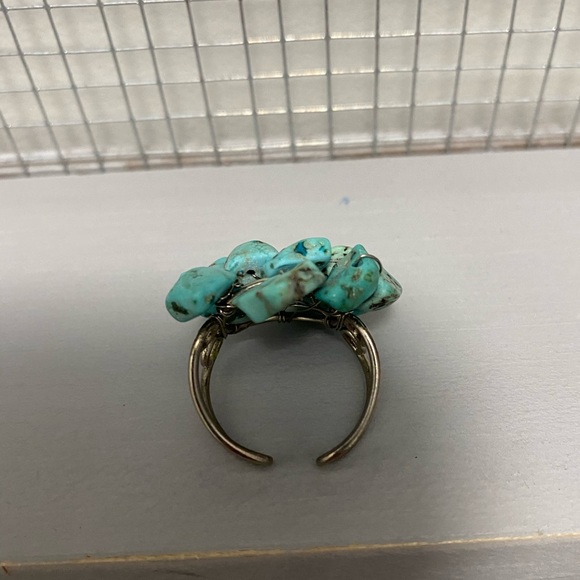 Silver metal, turquoise and purple ring - Picture 3 of 5